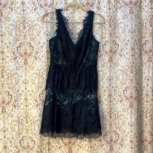 BCBGMaxAzria Size 4 blue/lace overlay dress. Worn once.